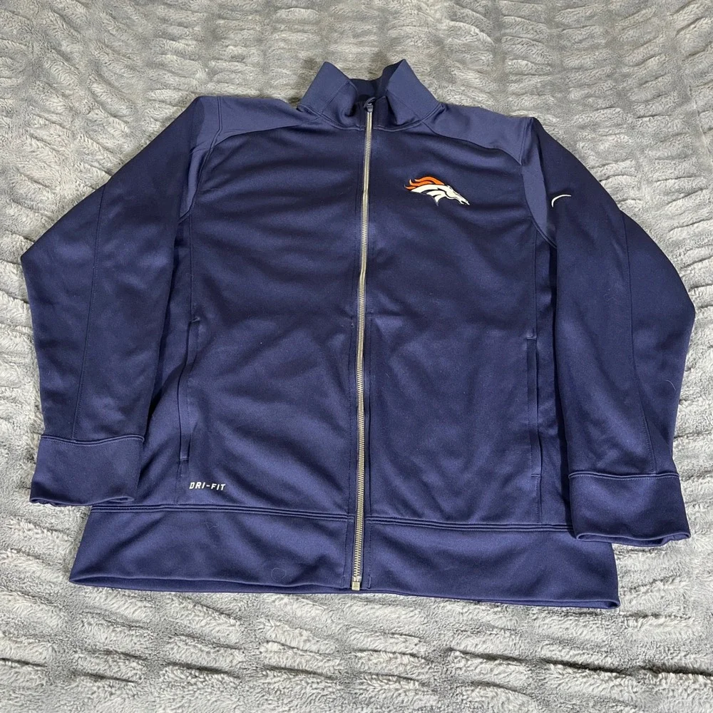Nike NFL Denver Broncos Dri-FIT Full Zip Track Jacket Mens Large Navy Blue AP103